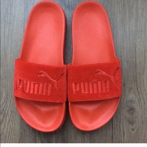 Puma Velour Cherry Red Slides